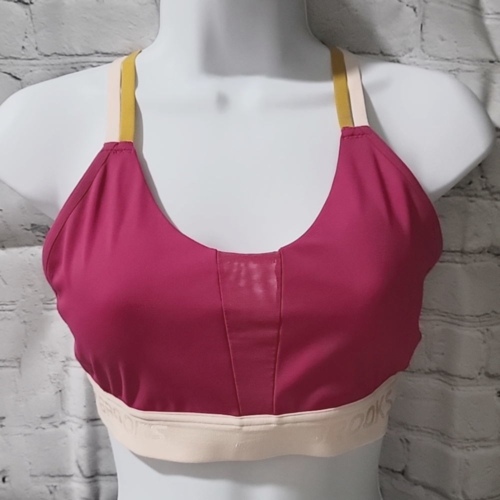 Brooks purple and gold sports bra medium